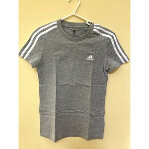 Adidas Short Sleeve Tee Shirt Women Size XS, Heather Gray, Crew Neck Cotton Knit